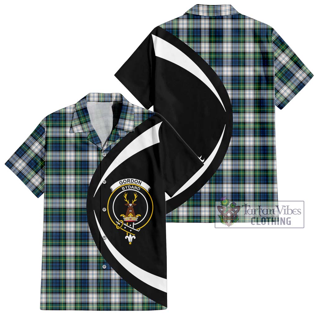 Gordon Dress Ancient Tartan Short Sleeve Button Up with Family Crest Circle Style Kid - Tartan Vibes Clothing