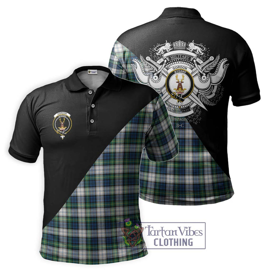 Gordon Dress Ancient Tartan Polo Shirt with Family Crest and Military Logo Style Kid - Tartanvibesclothing Shop