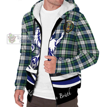 Gordon Dress Ancient Tartan Sherpa Hoodie with Alba Gu Brath Regal Lion Emblem