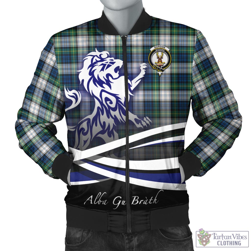 Tartan Vibes Clothing Gordon Dress Ancient Tartan Bomber Jacket with Alba Gu Brath Regal Lion Emblem