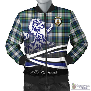 Gordon Dress Ancient Tartan Bomber Jacket with Alba Gu Brath Regal Lion Emblem