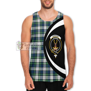 Gordon Dress Ancient Tartan Men's Tank Top with Family Crest Circle Style