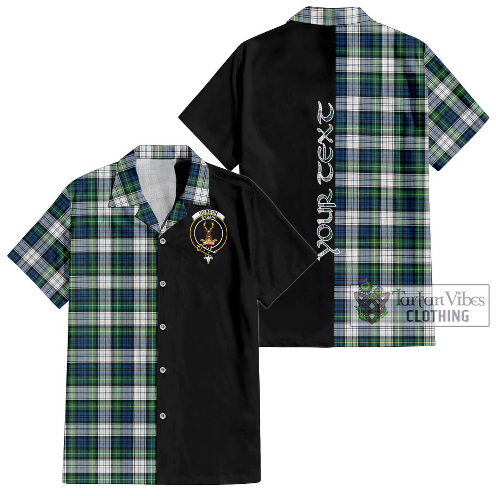 Gordon Dress Ancient Tartan Short Sleeve Button Shirt with Family Crest and Half Of Me Style Kid - Tartanvibesclothing Shop