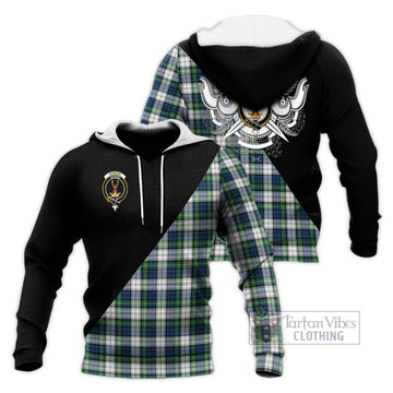 Gordon Dress Ancient Tartan Knitted Hoodie with Family Crest and Military Logo Style