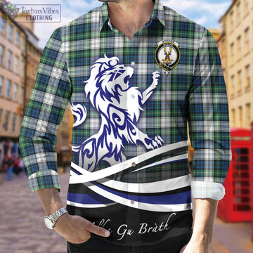 Gordon Dress Ancient Tartan Long Sleeve Button Up Shirt with Alba Gu Brath Regal Lion Emblem