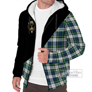 Gordon Dress Ancient Tartan Sherpa Hoodie with Family Crest and Military Logo Style