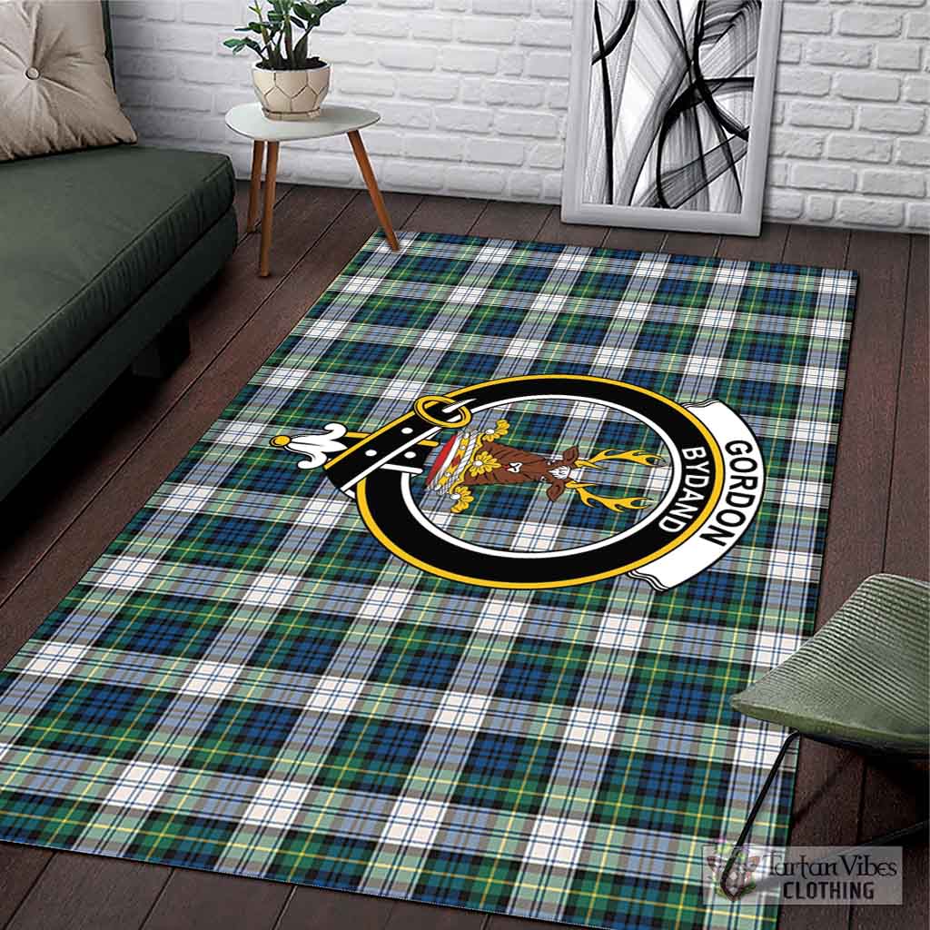 Tartan Vibes Clothing Gordon Dress Ancient Tartan Area Rug with Family Crest