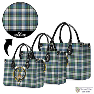 Gordon Dress Ancient Tartan Luxury Leather Handbags with Family Crest