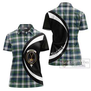 Gordon Dress Ancient Tartan Women's Polo Shirt with Family Crest Circle Style