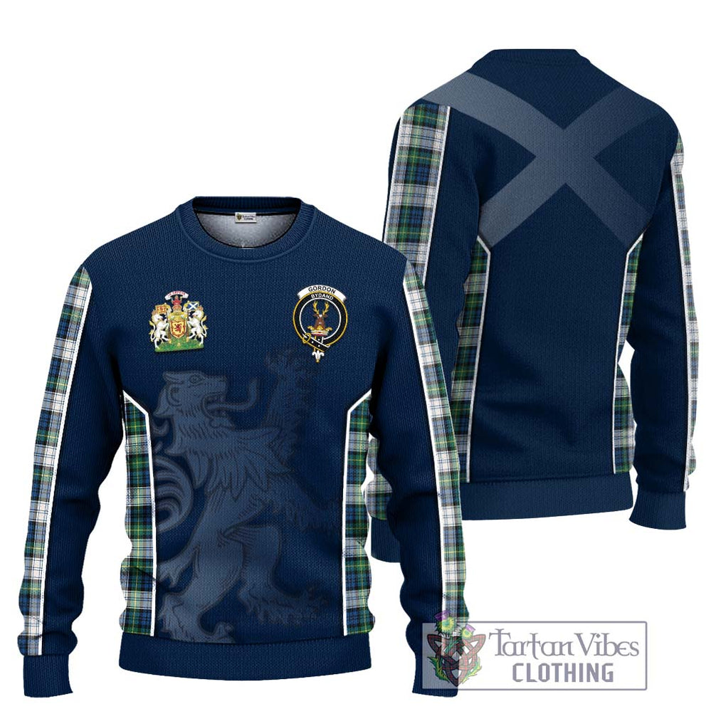 Gordon Dress Ancient Tartan Knitted Sweater with Family Crest and Lion Rampant Vibes Sport Style Unisex - Tartan Vibes Clothing