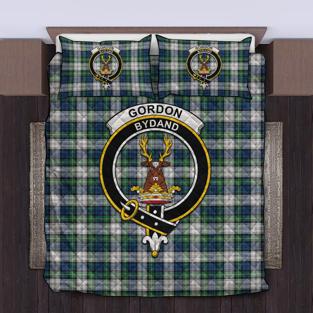 Gordon Dress Ancient Tartan Quilt Bed Set with Family Crest Twin - Tartan Vibes Clothing