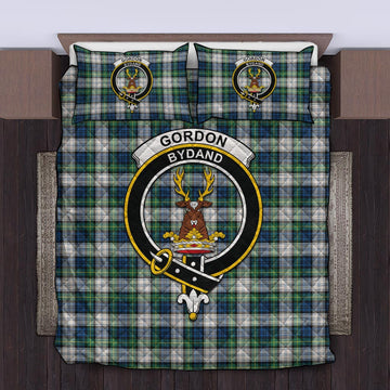 Gordon Dress Ancient Tartan Quilt Bed Set with Family Crest