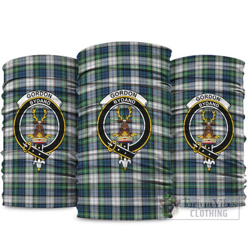 Gordon Dress Ancient Tartan Neck Gaiters, Tartan Bandanas, Tartan Head Band with Family Crest