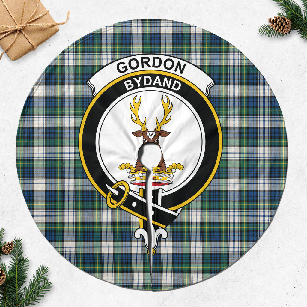 Gordon Dress Ancient Tartan Christmas Tree Skirt with Family Crest - Tartanvibesclothing