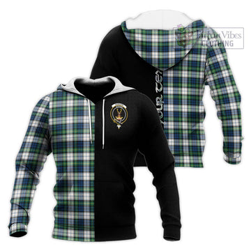 Gordon Dress Ancient Tartan Knitted Hoodie with Family Crest and Half Of Me Style