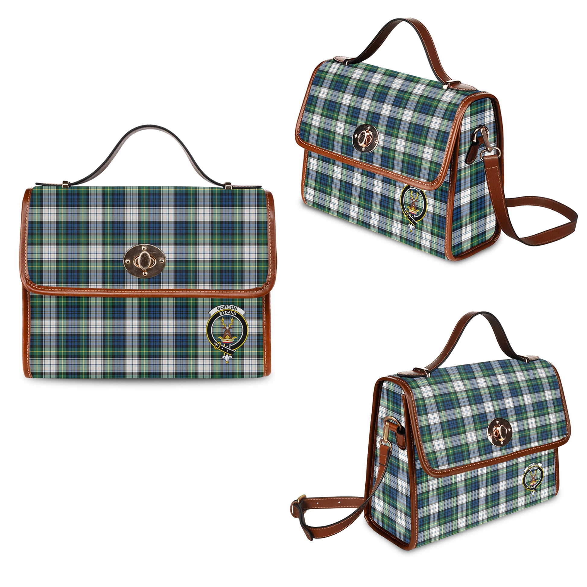 gordon-dress-ancient-tartan-leather-strap-waterproof-canvas-bag-with-family-crest