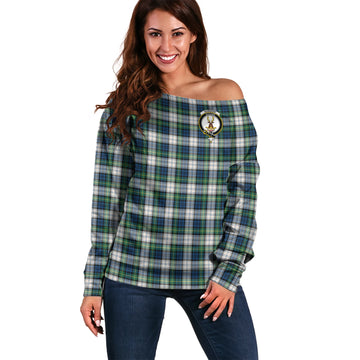 Gordon Dress Ancient Tartan Off Shoulder Women Sweater with Family Crest