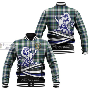 Gordon Dress Ancient Tartan Baseball Jacket with Alba Gu Brath Regal Lion Emblem