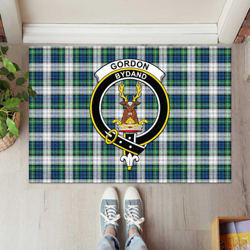 Gordon Dress Ancient Tartan Door Mat with Family Crest