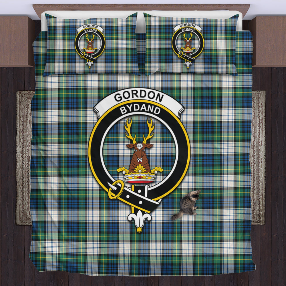 Gordon Dress Ancient Tartan Bedding Set with Family Crest US Bedding Set - Tartan Vibes Clothing