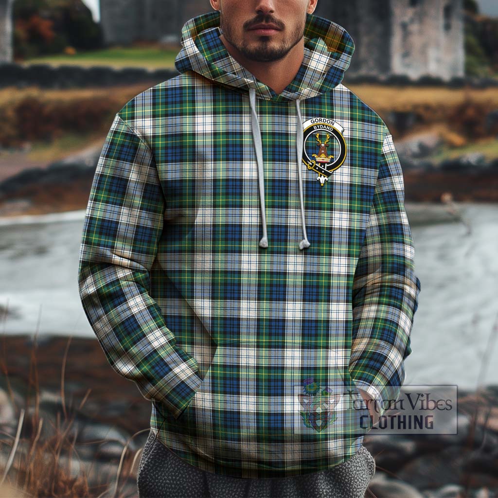 Tartan Vibes Clothing Gordon Dress Ancient Tartan Cotton Hoodie with Family Crest