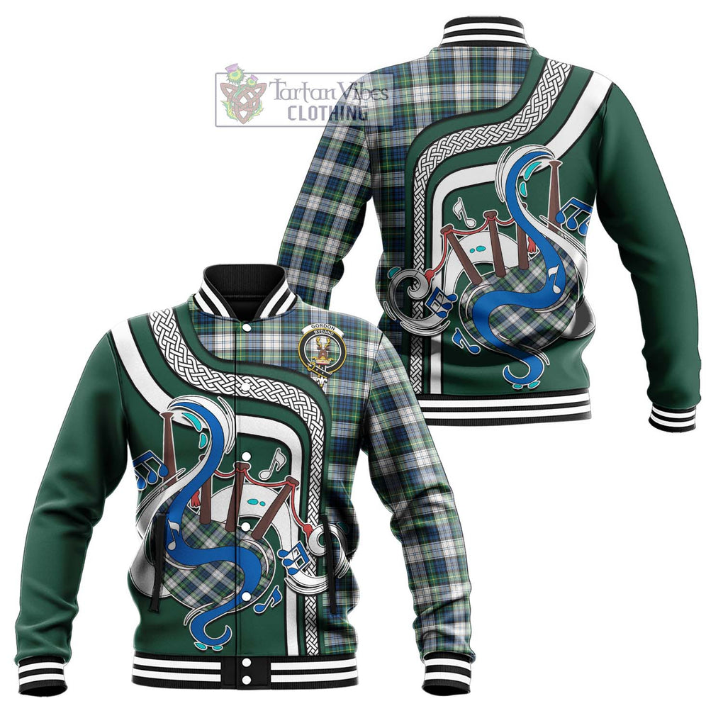 Tartan Vibes Clothing Gordon Dress Ancient Tartan Baseball Jacket with Epic Bagpipe Style