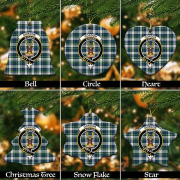 Gordon Dress Ancient Tartan Christmas Ceramic Ornaments with Family Crest