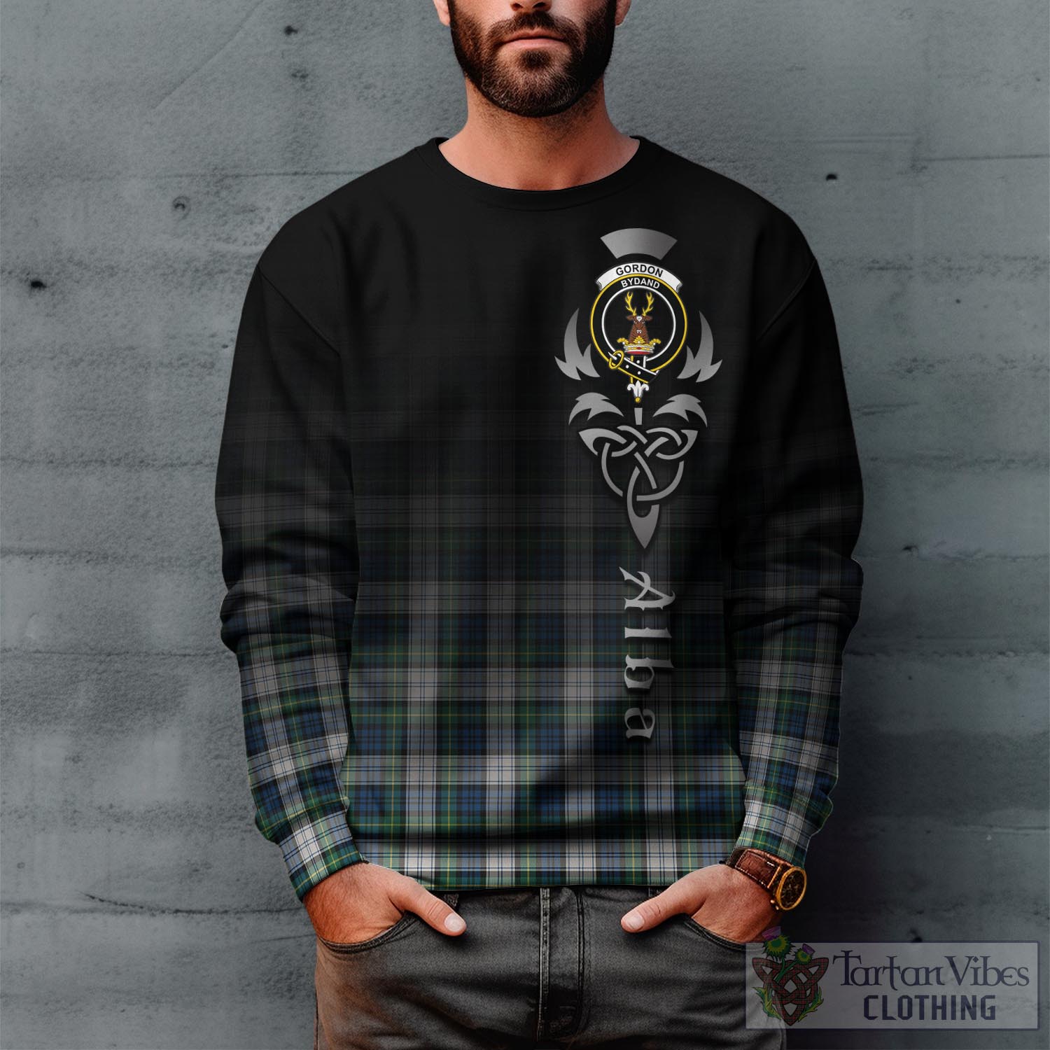 Tartan Vibes Clothing Gordon Dress Ancient Tartan Sweatshirt Featuring Alba Gu Brath Family Crest Celtic Inspired