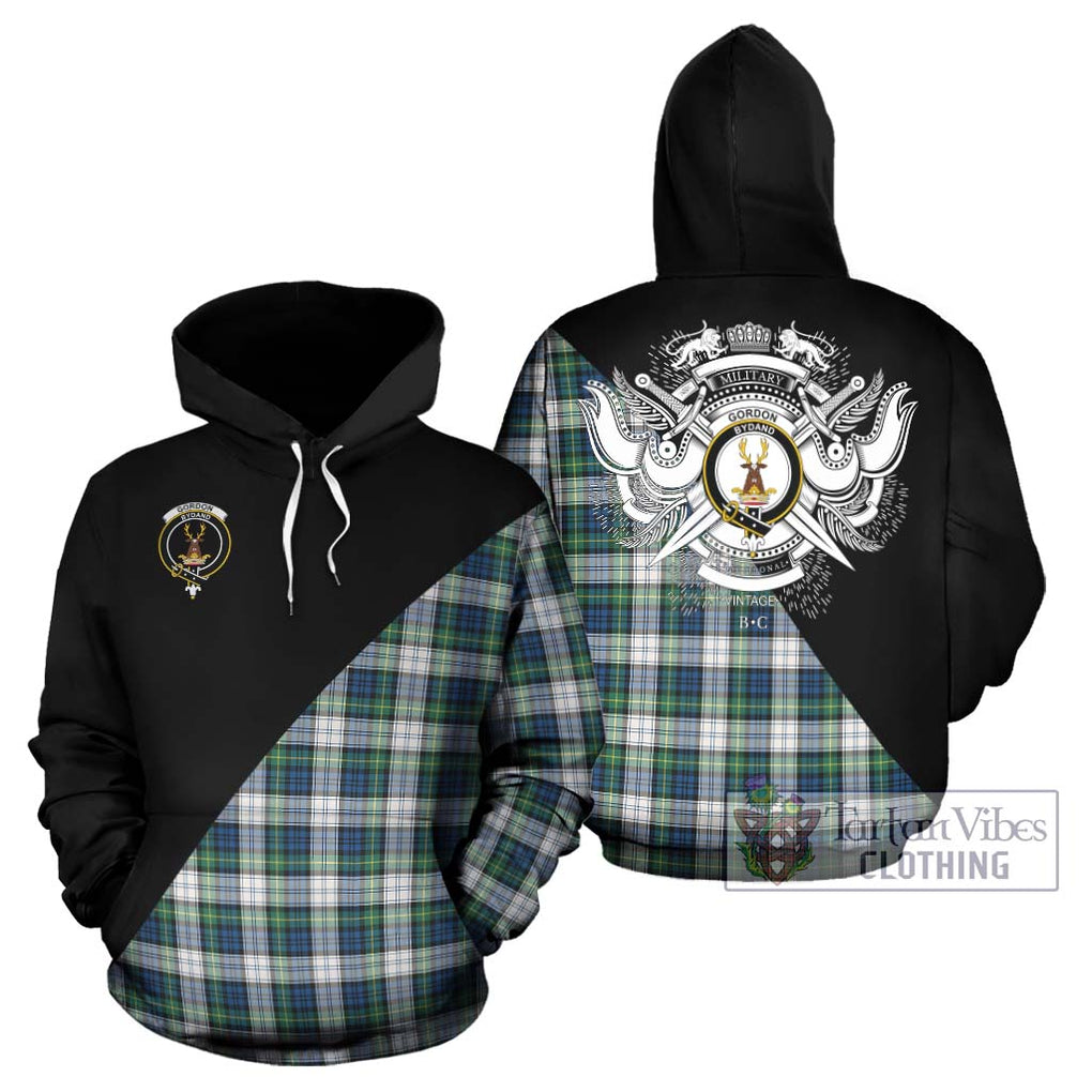 Gordon Dress Ancient Tartan Hoodie with Family Crest and Military Logo Style Zip Hoodie - Tartanvibesclothing Shop