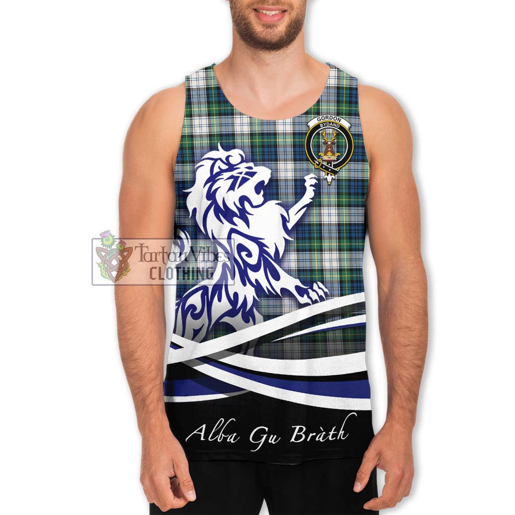 Gordon Dress Ancient Tartan Men's Tank Top with Alba Gu Brath Regal Lion Emblem Men - Tartanvibesclothing Shop