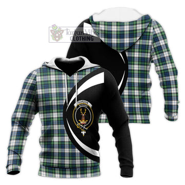 Gordon Dress Ancient Tartan Knitted Hoodie with Family Crest Circle Style