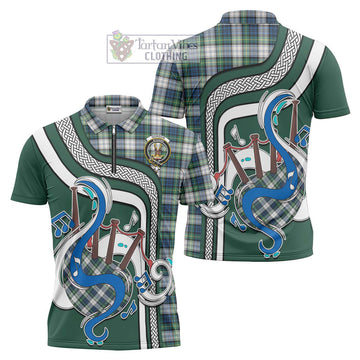 Gordon Dress Ancient Tartan Zipper Polo Shirt with Epic Bagpipe Style