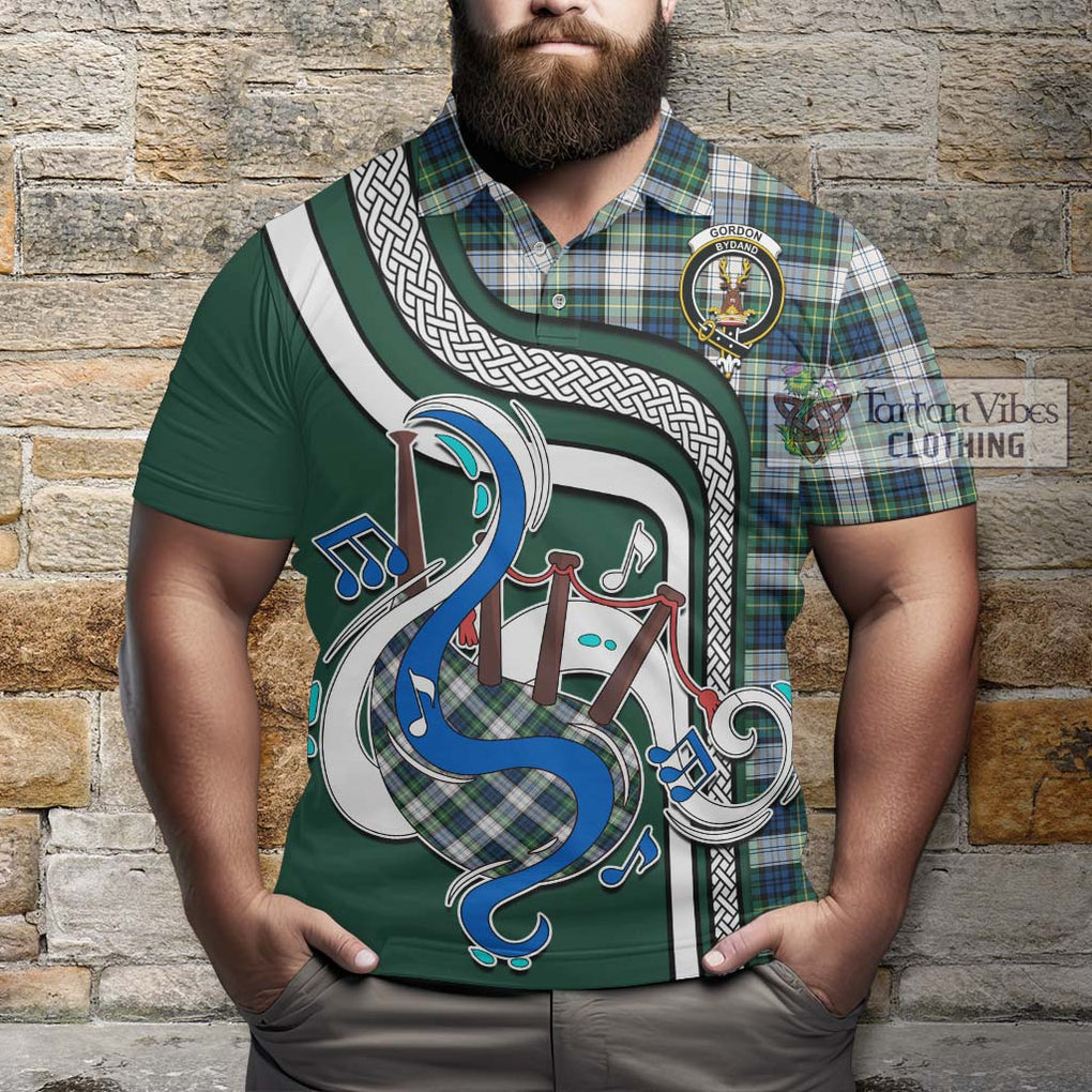 Tartan Vibes Clothing Gordon Dress Ancient Tartan Polo Shirt with Epic Bagpipe Style