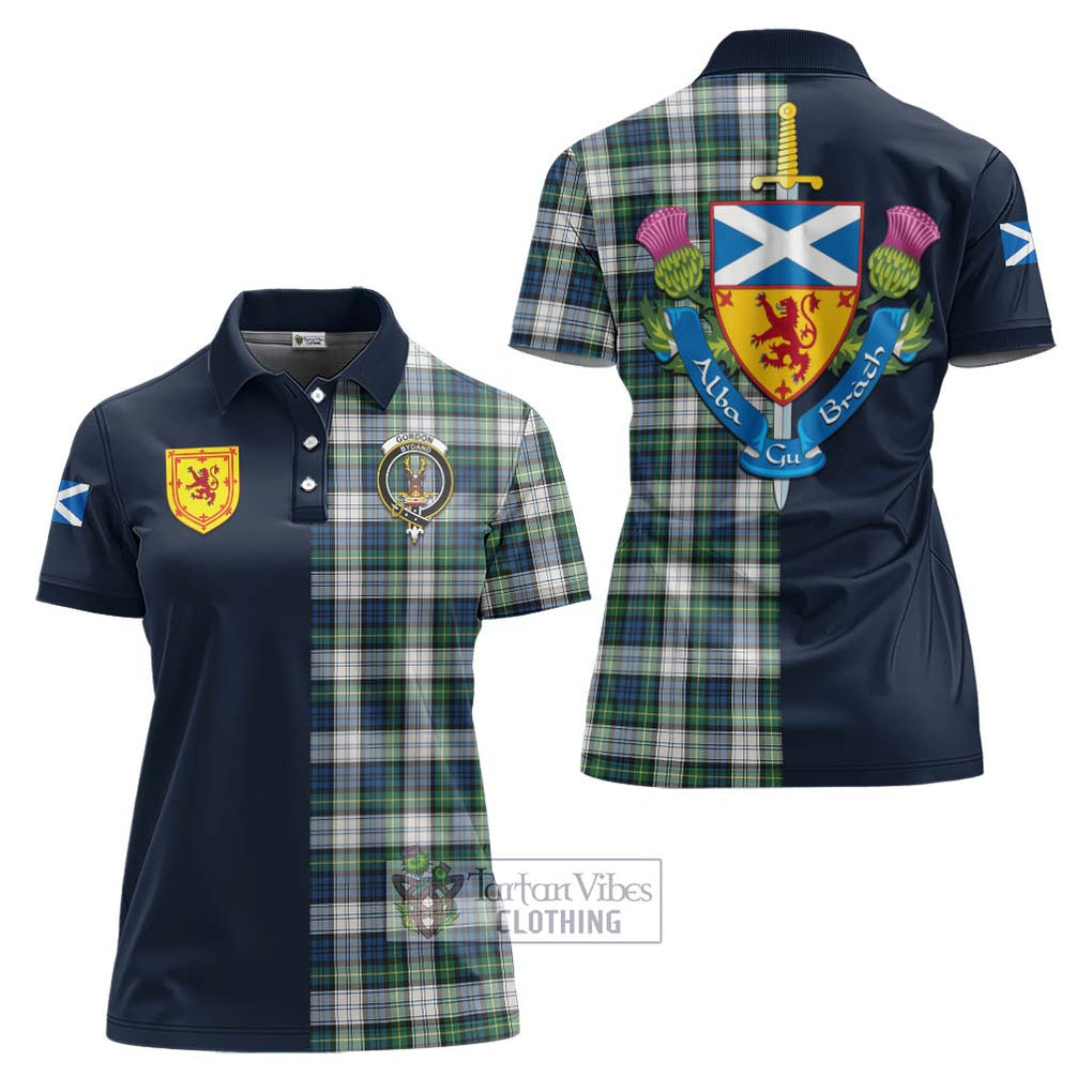 Tartan Vibes Clothing Gordon Dress Ancient Tartan Women's Polo Shirt with Scottish Lion Royal Arm Half Style