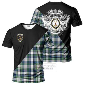 Gordon Dress Ancient Tartan T-Shirt with Family Crest and Military Logo Style