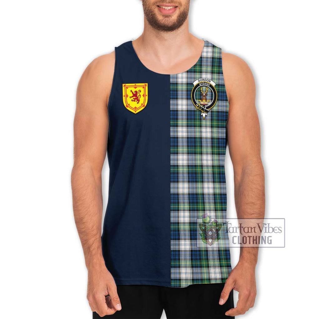 Tartan Vibes Clothing Gordon Dress Ancient Tartan Men's Tank Top with Scottish Lion Royal Arm Half Style