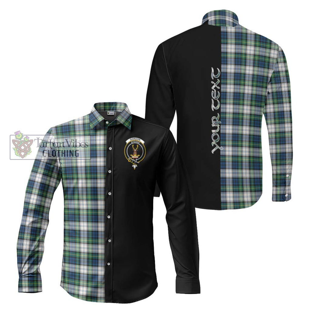 Gordon Dress Ancient Tartan Long Sleeve Button Shirt with Family Crest and Half Of Me Style Men's Shirt S - Tartanvibesclothing Shop