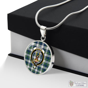 Gordon Dress Ancient Tartan Circle Necklace with Family Crest