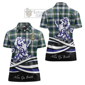 Gordon Dress Ancient Tartan Women's Polo Shirt with Alba Gu Brath Regal Lion Emblem