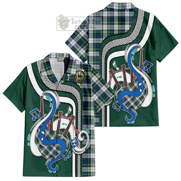 Gordon Dress Ancient Tartan Short Sleeve Button Shirt with Epic Bagpipe Style