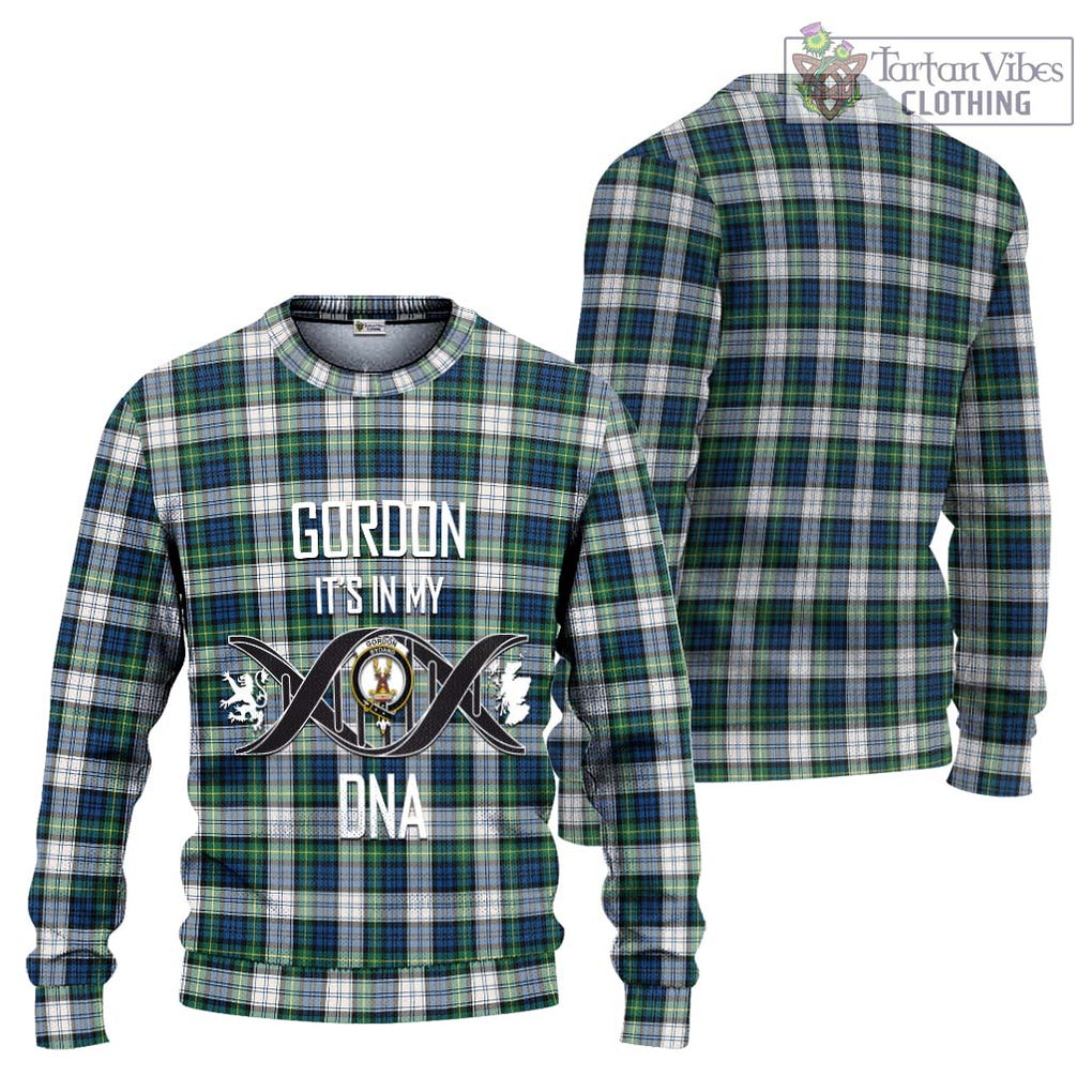 Gordon Dress Ancient Tartan Knitted Sweater with Family Crest DNA In Me Style Unisex - Tartanvibesclothing Shop