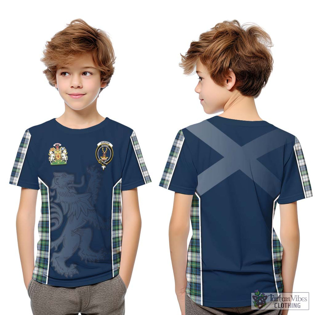 Gordon Dress Ancient Tartan Kid T-Shirt with Family Crest and Lion Rampant Vibes Sport Style Youth XL Size14 - Tartan Vibes Clothing