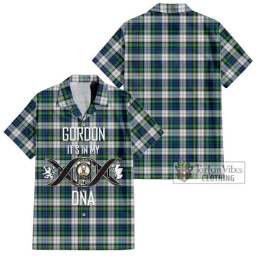 Gordon Dress Ancient Tartan Short Sleeve Button Shirt with Family Crest DNA In Me Style