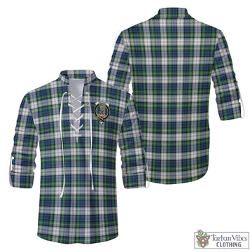 Gordon Dress Ancient Tartan Men's Scottish Traditional Jacobite Ghillie Kilt Shirt with Family Crest