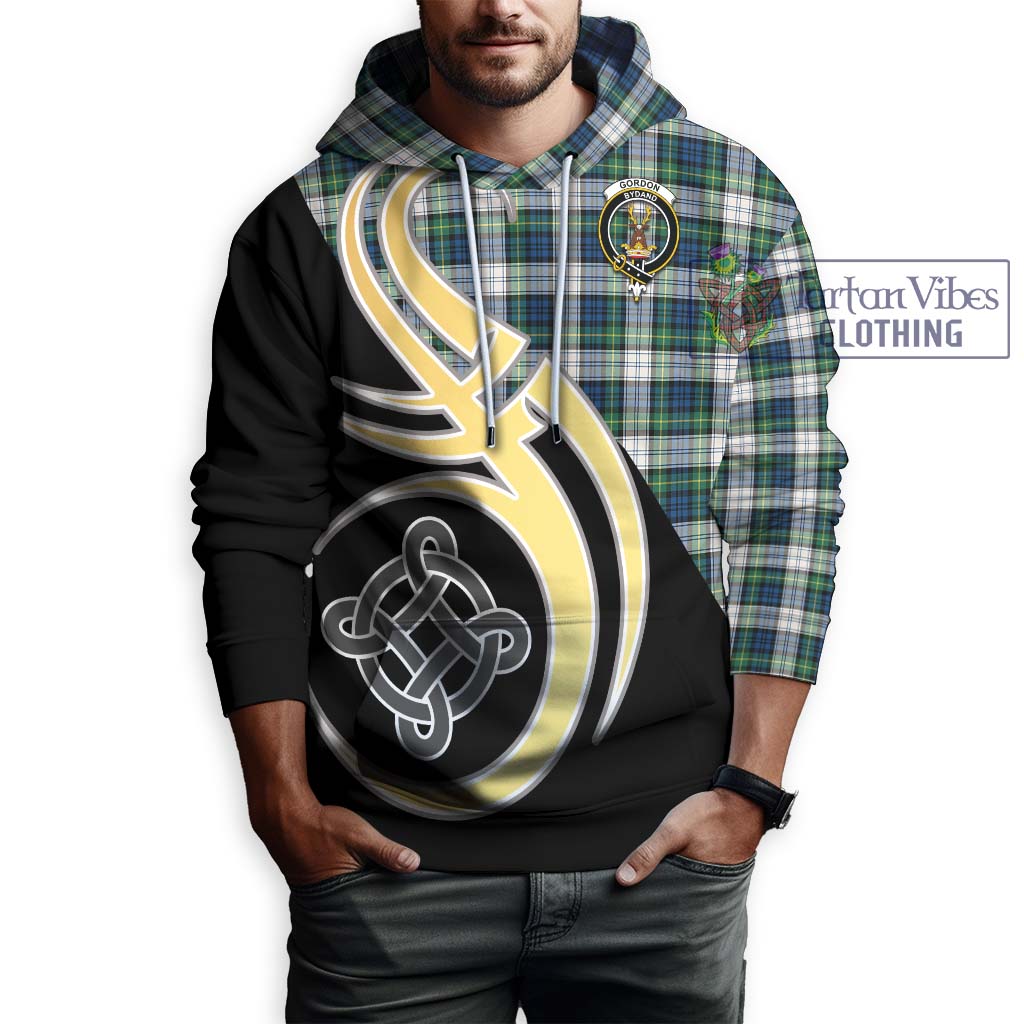 Gordon Dress Ancient Tartan Hoodie with Family Crest and Celtic Symbol Style Zip Hoodie - Tartan Vibes Clothing