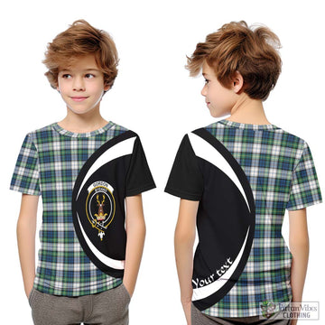 Gordon Dress Ancient Tartan Kid T-Shirt with Family Crest Circle Style