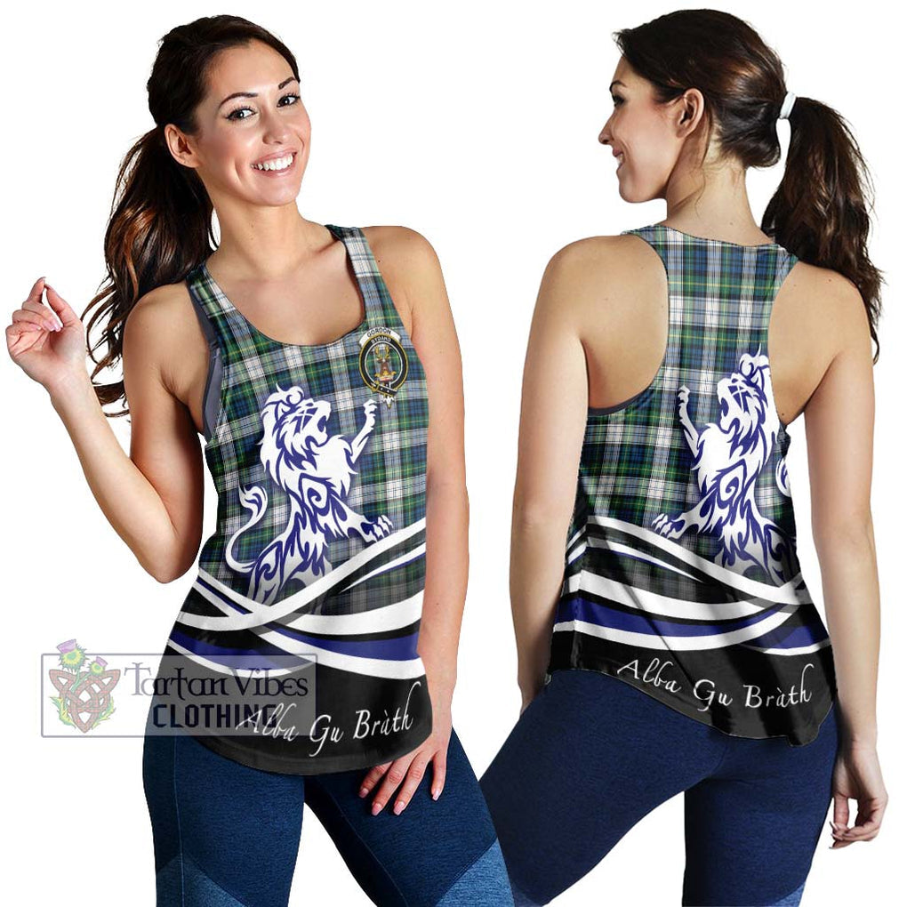 Gordon Dress Ancient Tartan Women's Racerback Tanks with Alba Gu Brath Regal Lion Emblem 4XL - Tartanvibesclothing Shop