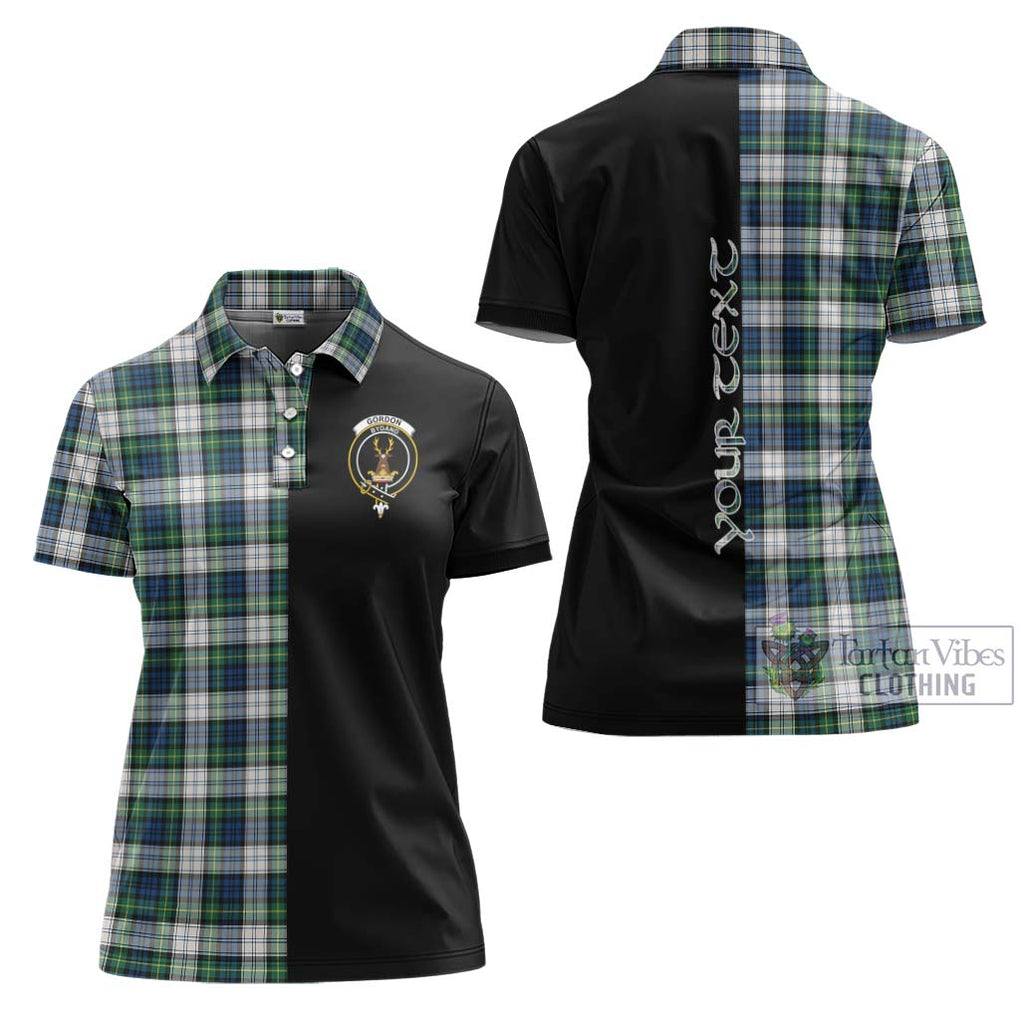 Gordon Dress Ancient Tartan Women's Polo Shirt with Family Crest and Half Of Me Style Women - Tartanvibesclothing Shop