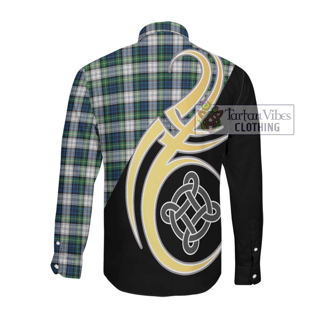 Gordon Dress Ancient Tartan Long Sleeve Button Shirt with Family Crest and Celtic Symbol Style Men's Shirt - Tartan Vibes Clothing