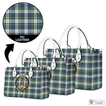 Gordon Dress Ancient Tartan Luxury Leather Handbags with Family Crest